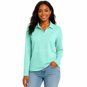 Polo de Manga Larga Personalizado para Mujer, de Secado Rápido, Ligero, Informal, para Golf, Transpirable, con Cuello, OEM ODM - Product Image 3