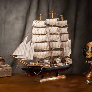 Modèle de bateau à voile en bois, objet décoratif nautique pour la maison, le bureau, la table, décoration côtière vintage, artisanat décoratif, cadeau - Product Image 2