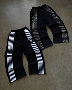 Pantalon de jogging décontracté personnalisé 100% coton, coupe large évasée, style baggy, avec bande latérale rayée et broderie tricotée, haute qualité - Product Image 2