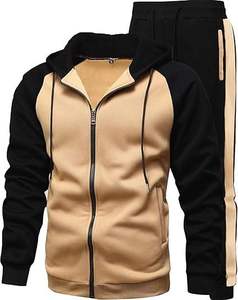 Ensemble de survêtement décontracté pour homme avec capuche, couleur unie, sweat-shirt à fermeture éclair sur le devant et poches latérales, idéal pour l'automne - Product Image 4