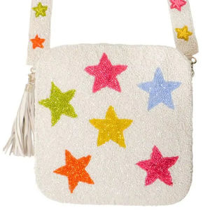 Bolso bandolera de lona con cuentas de estrella para mujer, bolso de hombro con cierre de cremallera, bolso pequeño con borlas para uso diario, viajes y actividades al aire libre. - Product Image 1
