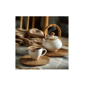 Wholesale Rattan Trivets Pot Handicrafts Mats Pads Handmade Natural Rattan <b>Coasters</b> <b>for</b> <b>Drinks</b> - Product Image 1