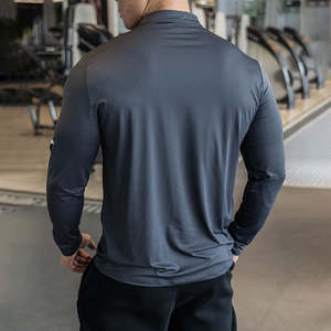 Camisetas Deportivas con Cierre para Hombre, Elásticas, de Secado Rápido, Ajustadas, de Color Sólido, Camisetas Deportivas de Manga Larga para Hombre - Product Image 3