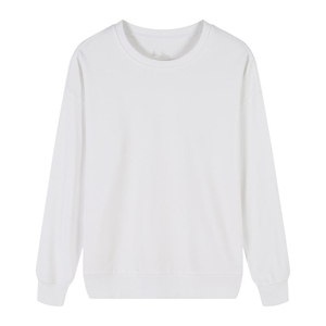 Unisex Crew Neck <b>Sweatshirt</b> 100% Cotton Knitted Regular Fit Solid <b>White</b> Casual Pullover Autumn Wear womens <b>sweatshirts</b> - Product Image 1