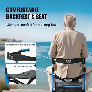 Andador Plegable Ligero de Aluminio para Personas Mayores y Adultos, 4 Ruedas, Movilidad Exterior, Mango Ajustable, Amplio, Azul - Product Image 5