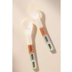 Cuillère et fourchette de service à salade en résine, faites à la main - Product Image 5