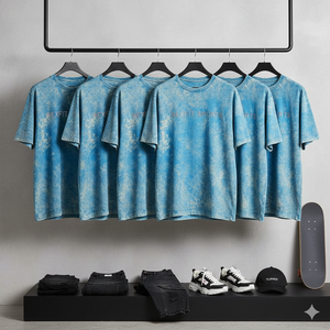 T-shirts Streetwear Délavés à l'Acide, Plusieurs Tailles, Matière de Qualité Supérieure, Couleurs Unies, Collection Vêtements d'Été, T-shirts Oversize - Product Image 1