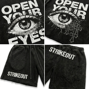 Ensemble de t-shirts en coton pour homme, col rond, imprimé graphique œil, streetwear, vêtements décontractés d'été - Product Image 4