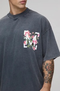 Camiseta Oversize de Algodón para Hombre con Hombros Caídos, Estampado Gráfico en el Pecho, Manga Corta, Estilo Casual Urbano, Ajuste Holgado - Product Image 6
