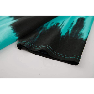 Camiseta de Manga Corta con Cuello Redondo y Estampado Tie-Dye para Hombre, Informal, de Punto, Corte Regular, con Patrón en Negro y Verde Azulado - Product Image 4