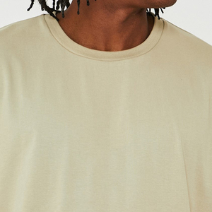 T-shirt à manches courtes, coupe ample, 100% coton, col côtelé, épaules tombantes, logo personnalisé, t-shirts streetwear surdimensionnés pour hommes - Product Image 5