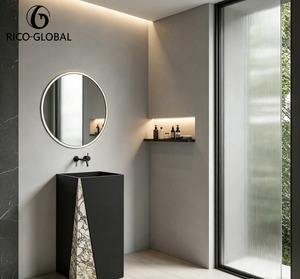 Lavabo de Pedestal Moderno para Baño de Apartamento, con Empalmes de Piedra Natural, Marca OEM, Hecho en Malasia, para Interiores Contemporáneos - Product Image 5