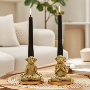 Porte-bougies Flame Elegance Golden Monkey, matériau résistant à la chaleur, décoration d'intérieur - Product Image 2