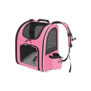 Pink Soft-Sided Pet <b>Backpack</b> Carrier With Mesh Panels Zipper Closure For <b>Cats</b> - Product Image 1