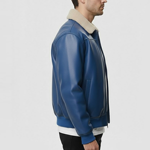 Veste bomber en cuir véritable pour homme, noire, à capuche, en cuir d'agneau véritable ciré marron, veste d'hiver pour homme avec capuche amovible - Product Image 5