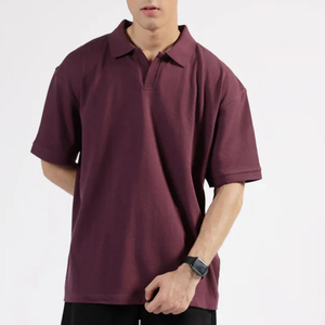 เสื้อโปโลผู้ชายไซส์ใหญ่ สีพื้น ผ้าฝ้าย แขนสั้น สวมใส่สบาย ผ้าอ๊อกซ์ฟอร์ด ทอเรียบ ย้อมสีพื้น - Product Image 1