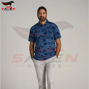 Polo homme personnalisé de haute qualité, imprimé, décontracté, été, bleu, imprimé palmiers, manches courtes, respirant, pour le golf - Product Image 4