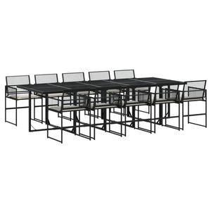 Modern Garden Dining Set 10 Seater Steel <b>Frame</b> Outdoor Furniture Cream White And <b>Black</b> - Product Image 2