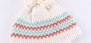 Navy Knit Beanie Hat with Pom Pom and Striped <b>Neck</b> <b>Warmer</b> Scarf Set Unisex Casual Adults - Product Image 3