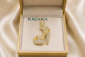 Luxury Gold Plated Diamond High Heel <b>Shoe</b> Pendant Charm Women's Gift Round Brilliant Cut G Color Lab Grown Diamonds Jewelry - Product Image 4