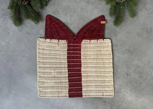 Christmas Gift Box Shaped Rattan <b>Placemat</b> Handmade Natural Woven Table <b>Placemat</b> <b>Xmas</b> Dining Table Decor Holiday Table Setting - Product Image 1