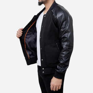 New Style Custom New <b>Men's</b> Basic Wool <b>Letter</b> <b>Man</b> Baseball Varsity <b>Jacket</b> Bomber Outwear Baseball Letterman Varisty <b>Jacket</b> - Product Image 3