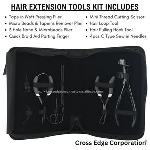 Kit completo de herramientas de extensión de cabello, herramientas de gancho y bucle de tracción de cuentas, kit de herramientas de peinado de trama, alicates de cuentas, agujas para coser y tijeras - Product Image 2