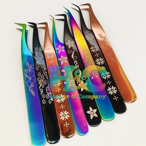 New Design Laser <b>Engrave</b> Lash Tweezers Pointed Sustainable Stainless Steel Eyelash Extension Tweezers Anti-Magnetic Tweezers - Product Image 6