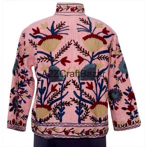 Blouson Bomber Vintage à Motif Floral Printemps Multi-Saisons, Broderie Suzani TNT, Design Dessiné à la Main, Écologique, Respirant, Séchage Rapide - Product Image 5