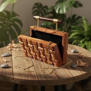 Bolso de mano de madera de lujo hecho a mano para mujer, bolso de noche ecológico, set de regalo para bodas y fiestas - Product Image 1