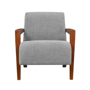 Sedia di Lusso in Legno Massello per Soggiorno, Poltrona Ultra Moderna con Cuscino in Schiuma e Tessuto Grigio - Product Image 3