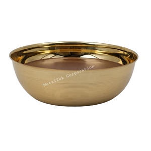 Bol décoratif de luxe en acier inoxydable plaqué or, style arabe, pour fruits et dattes, finition miroir, bols de service personnalisables - Product Image 1