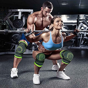 Genouillère de soutien en Spandex respirant, manchon de compression unisexe avec fermeture auto-agrippante, noir et vert, protection sportive - Product Image 6