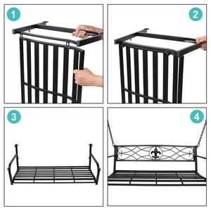 Chaise suspendue de patio en acier robuste, banc de balançoire en métal résistant aux intempéries pour usage en extérieur - Product Image 5