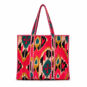 Sac de voyage et de shopping léger en velours rose imprimé personnalisé, réversible, style bohème vintage, 18 pouces, avec doublure en toile et fermeture éclair - Product Image 1