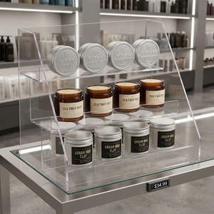 Clear <b>Acrylic</b> Tiered Retail Display Stand Multi Level Product <b>Shelf</b> Counter Organizer for Cosmetics Jewelry Accessories Gifts - Product Image 1