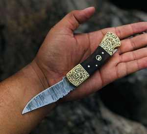 OFERTA ESPECIAL: Navaja Plegable de Acero de Damasco Hecha a Mano con Punta Caída, Mango de Madera Personalizado, Logotipo Personalizado, OEM, para Caza y Camping al Aire Libre de Alta Calidad - Product Image 2