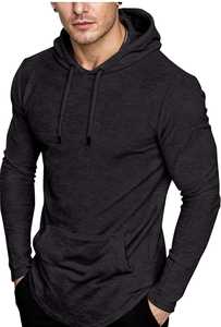 Sudadera con capucha deportiva de manga larga para hombre, estilo atlético, ajustada, informal, con logo personalizado, colores sólidos. - Product Image 2