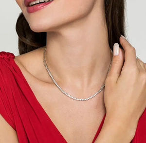 Cadena de Oro Blanco Sólido de 9k, 10k, 14k, 18k, 3.0mm, con Diamantes Moissanita Cultivados en Laboratorio, Collar Estilo Tenis - Product Image 3