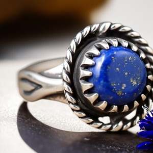 Handmade 925 Sterling Silver Bohemian <b>Ring</b> Vintage-Inspired Statement Piece with Natural <b>Lapis</b> <b>Lazuli</b> Gemstone Trendy Style - Product Image 4