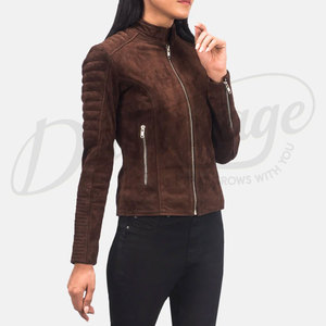 <b>Women's</b> Real <b>Suede</b> Leather Biker <b>Jacket</b> Western Fringe Style Stand Front Leather Sheep Skin Leather Motorcycle <b>Jacket</b> For <b>Womens</b> - Product Image 3