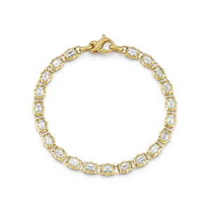 Wholesale Emerald Cut Lab Diamond Eternity <b>Bracelet</b> 4.20 CTW Georgian Cut Down Tennis <b>Bracelet</b> 14K Gold Bridal Jewelry Supplier - Product Image 2