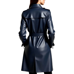 Solid Trader Light Weight Premium Quality Modern Tailoring Smooth Finish Elegant Business Travel Wear Womens <b>Long</b> <b>Leather</b> <b>Jacket</b> - Product Image 3