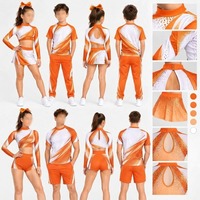 Ensemble d'uniformes de danse et de cheerleading personnalisés en polyester à col montant, orange et blanc, avec strass, unisexe, pour scène