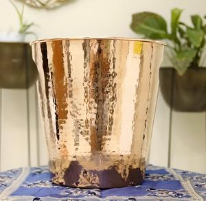 Handmade Pure Copper Hammered Champagne Cooler Bucket Large Beverage <b>Ice</b> Tub with Decorative <b>Ring</b> Handles for Luxury Hotels - Product Image 3
