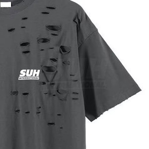 เสื้อยืดผู้ชายผ้าฝ้ายแท้ 100% พิมพ์ลายแบบดิสเทรส คุณภาพสูง คอกลม ทรงหลวม เป็นมิตรกับสิ่งแวดล้อม ระบายอากาศได้ดี - Product Image 5
