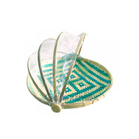 Couvre-aliments réutilisables en bambou tressé naturel et écologique de 35 cm, style classique, nouveau design, en forme de parapluie en maille pour la table