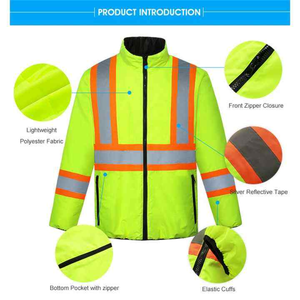 Veste de travail matelassée en polyester pour homme avec col en tricot côtelé, veste de sécurité hivernale pour adultes, service OEM disponible - Product Image 6