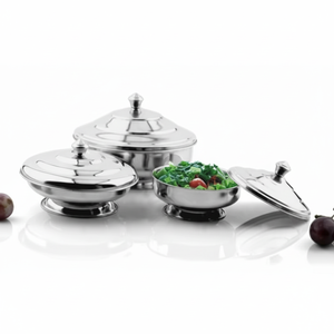 Bols à salade de fruits en acier bol de service avec couvercle bol de service du ventre avec Base ensemble de Table en acier inoxydable - Product Image 1