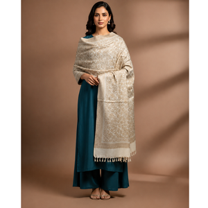 Women's Ethnic Winter Floral Jacquard Woven <b>Shawl</b> <b>Wrap</b> Breathable Warming Skin-Friendly Polywool for Daily Wear - Product Image 1